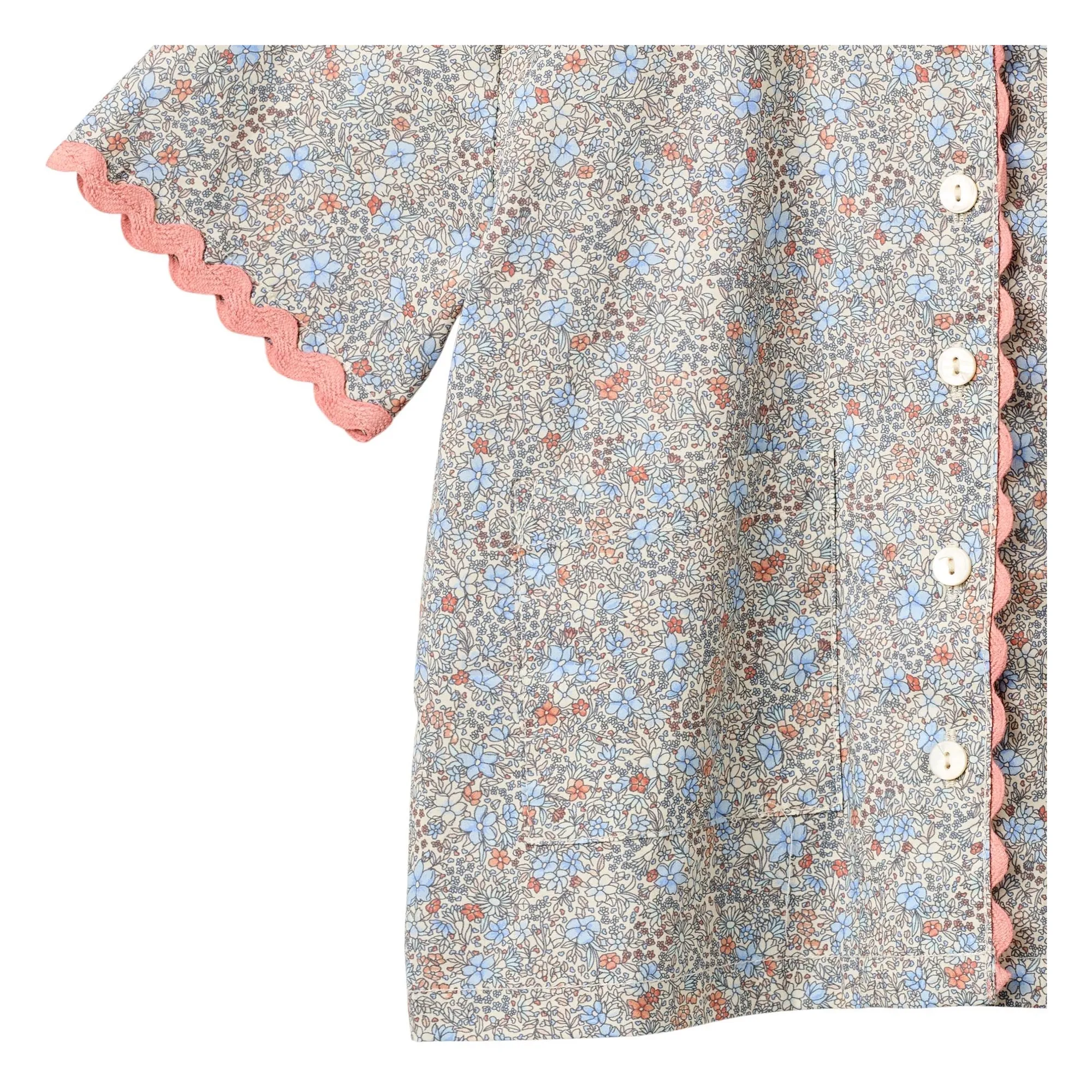 Chemise Lace Vilma Fleurie Coton Bio | Bleu pâle- Image produit n°1