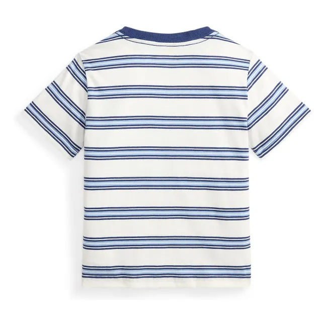 Camiseta a rayas con logotipo | Azul