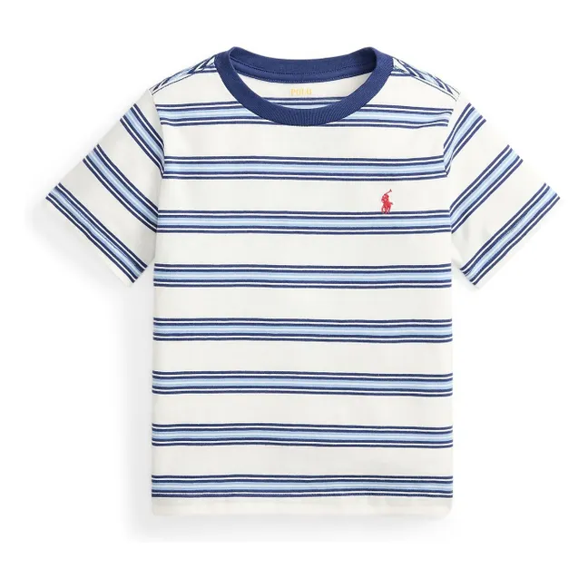 T-shirt Logo Rayé | Bleu