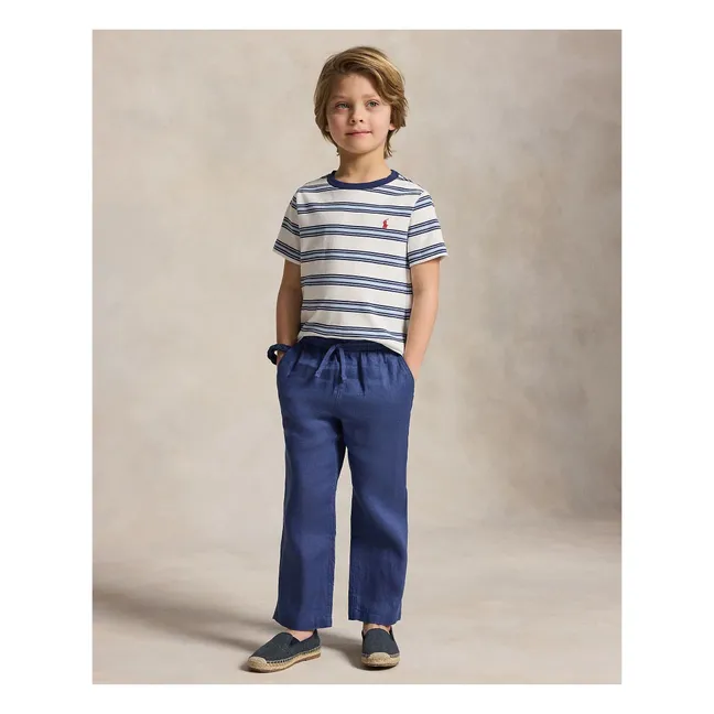 Camiseta a rayas con logotipo | Azul