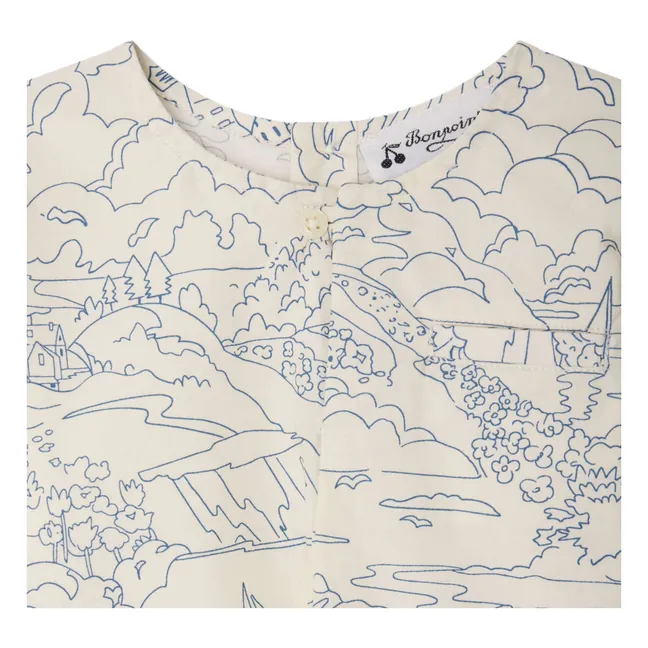 Túnica de algodón orgánico Paisaje Gauguin | Crudo
