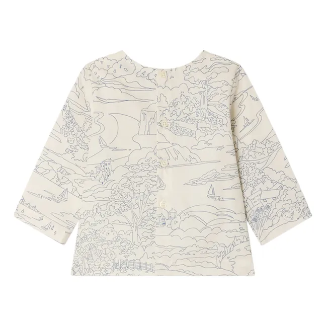 Túnica de algodón orgánico Paisaje Gauguin | Crudo