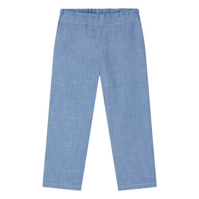 Julio Pantalones de algodón ecológico | Azul