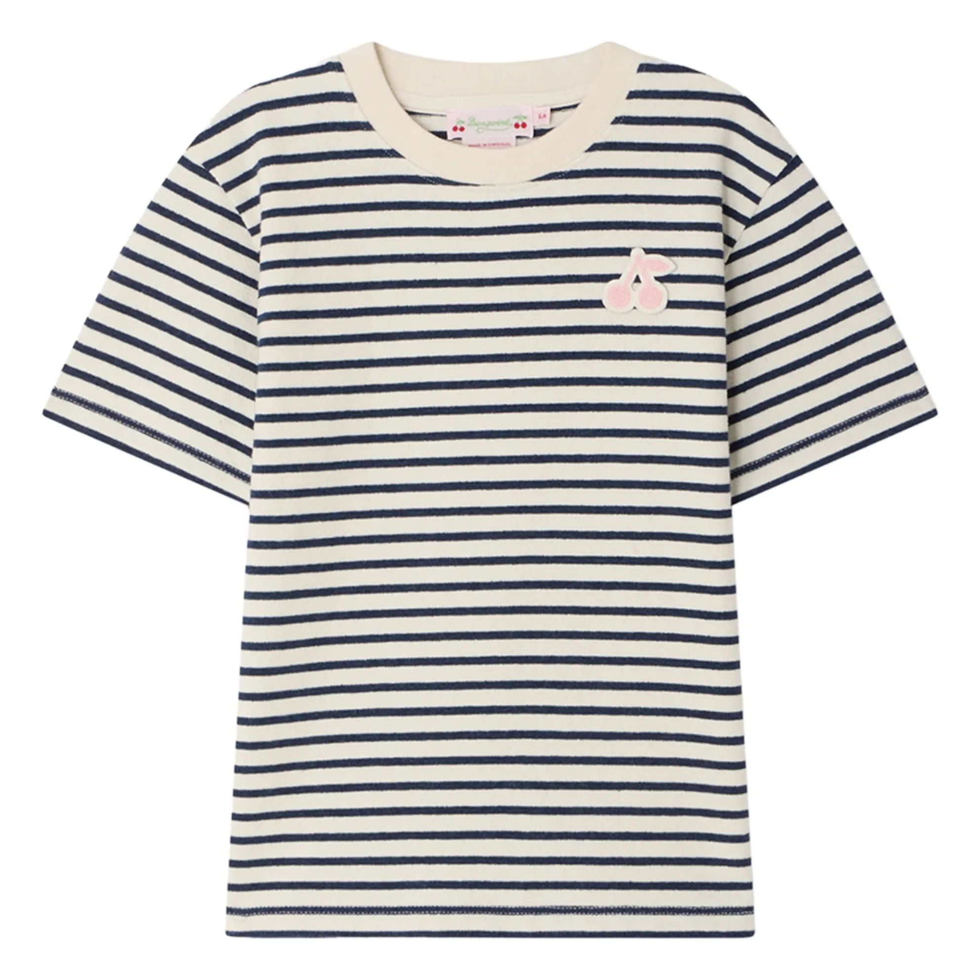 Bonpoint Girls Ecru Striped Lilac T-Shirt