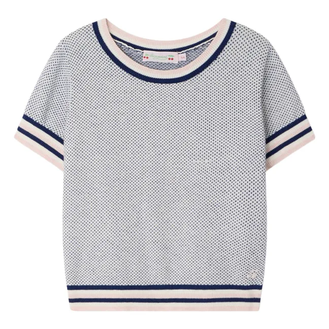 Camiseta de punto fino de algodón ecológico | Azul