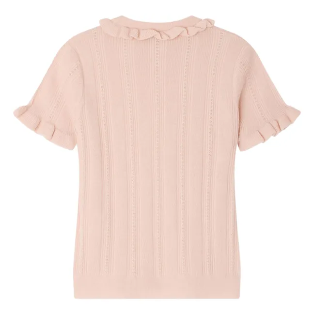 Camiseta de punto fino de lana Lucie | Rosa empolvado