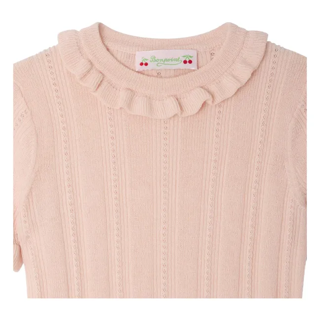 Feinmaschiges T-Shirt Lucie Wolle | Puderrosa