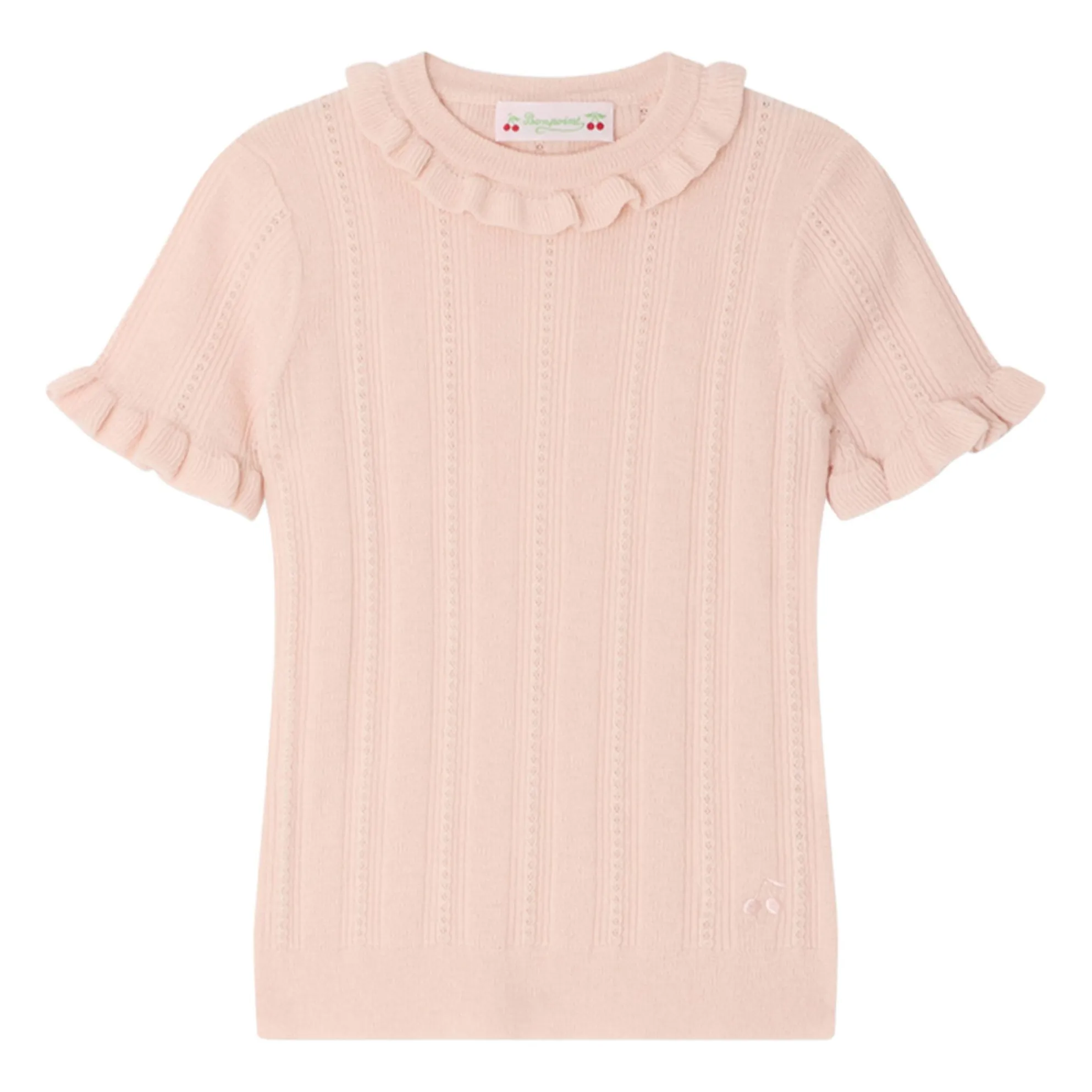 Bonpoint Girls Powder Pink Lucie Laine Fine Knit T-Shirt