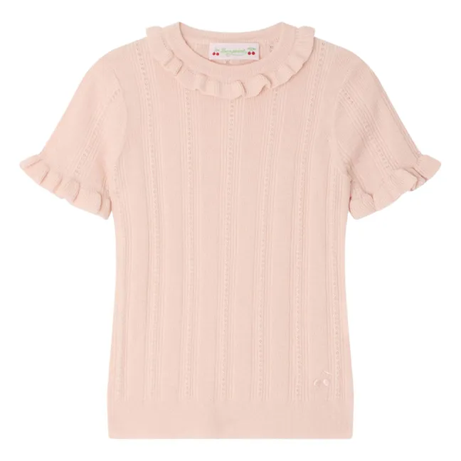 Camiseta de punto fino de lana Lucie | Rosa empolvado