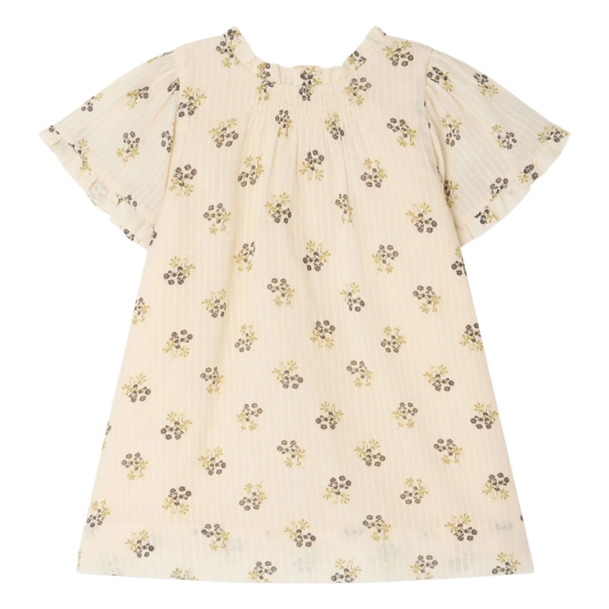 Bonpoint Ecru Lucie Fleurie Organic Cotton Dress