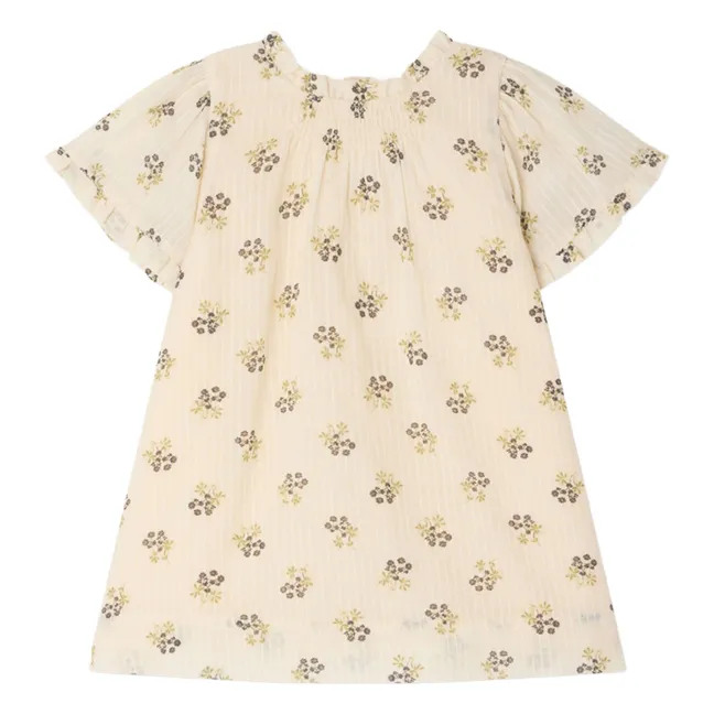 Robe Lucie Fleurie Coton Bio | Ecru