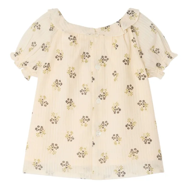 Lara Fleurie Organic Cotton Blouse | Ecru