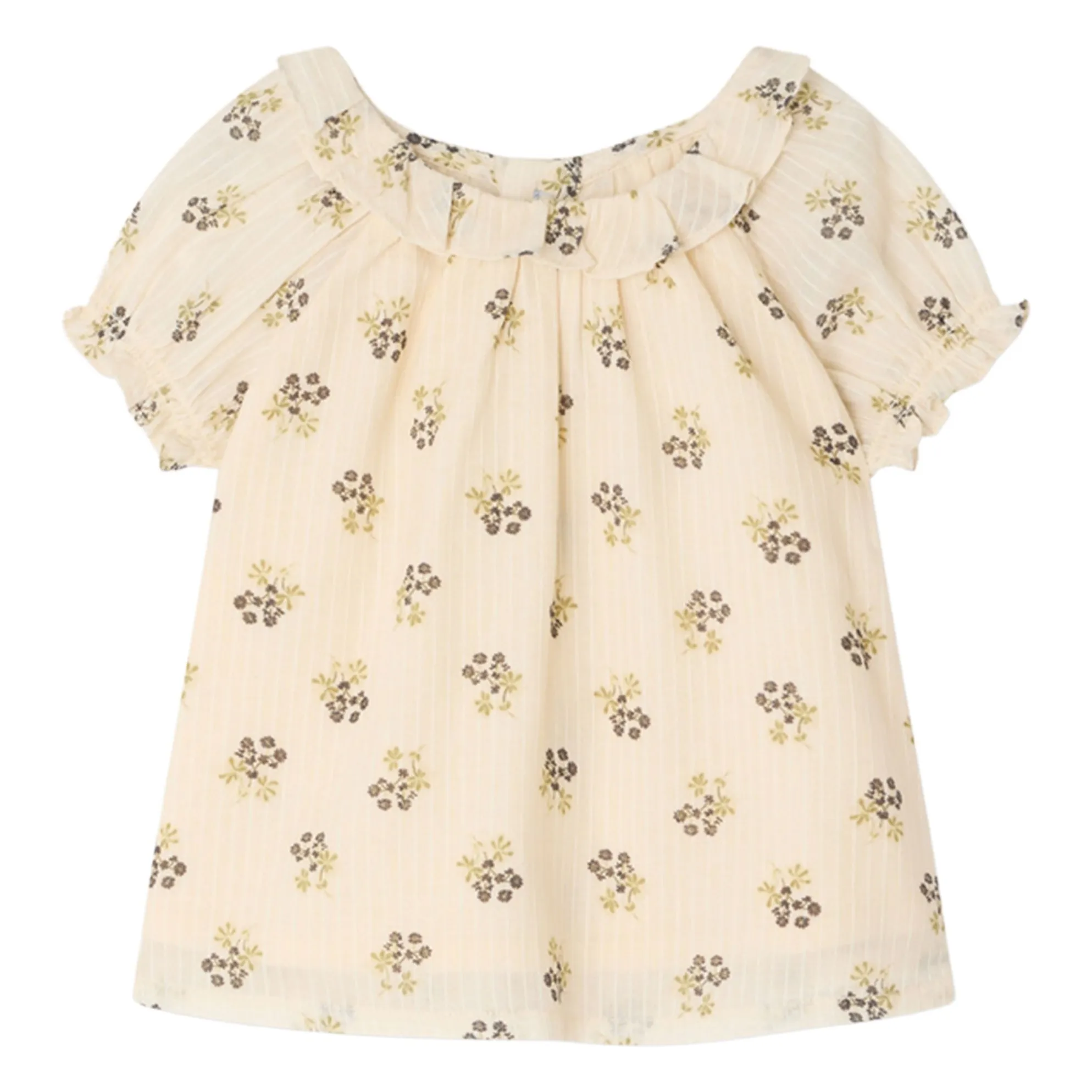 Bonpoint Ecru Lara Fleurie Organic Cotton Blouse