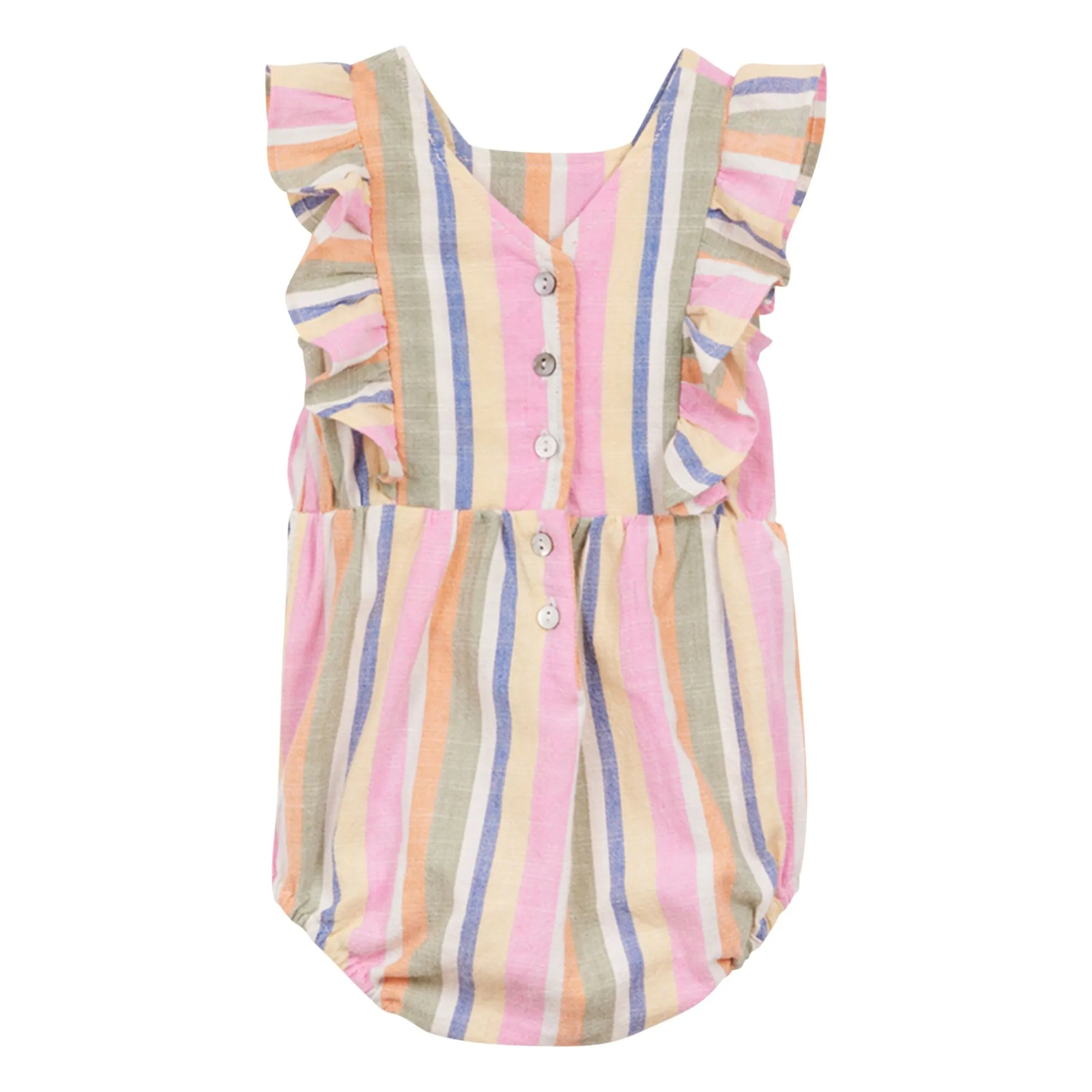 Arsène Et Les Pipelettes Pink Striped Voile Romper