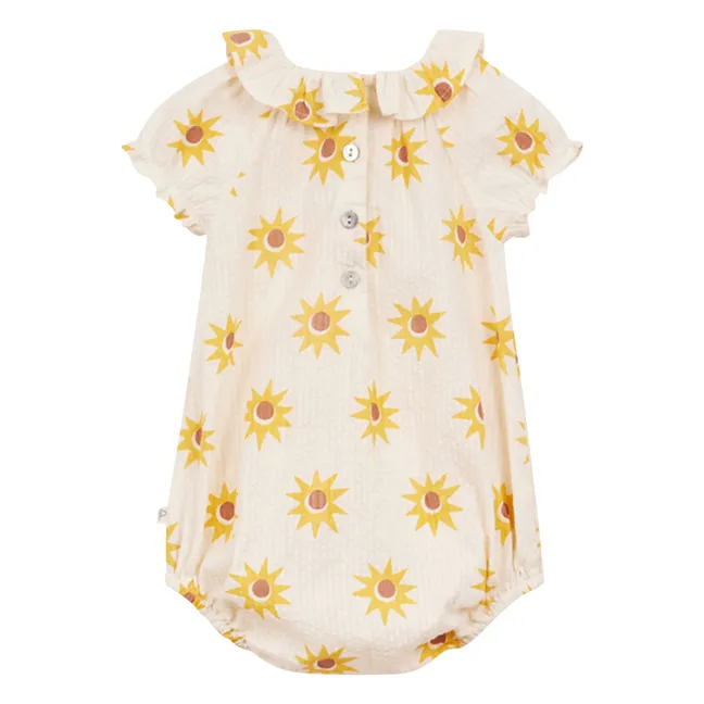 Barboteuse Soleils Seersucker | Ecru