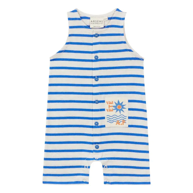 Combinaison Rayée Coton Bio | Bleu