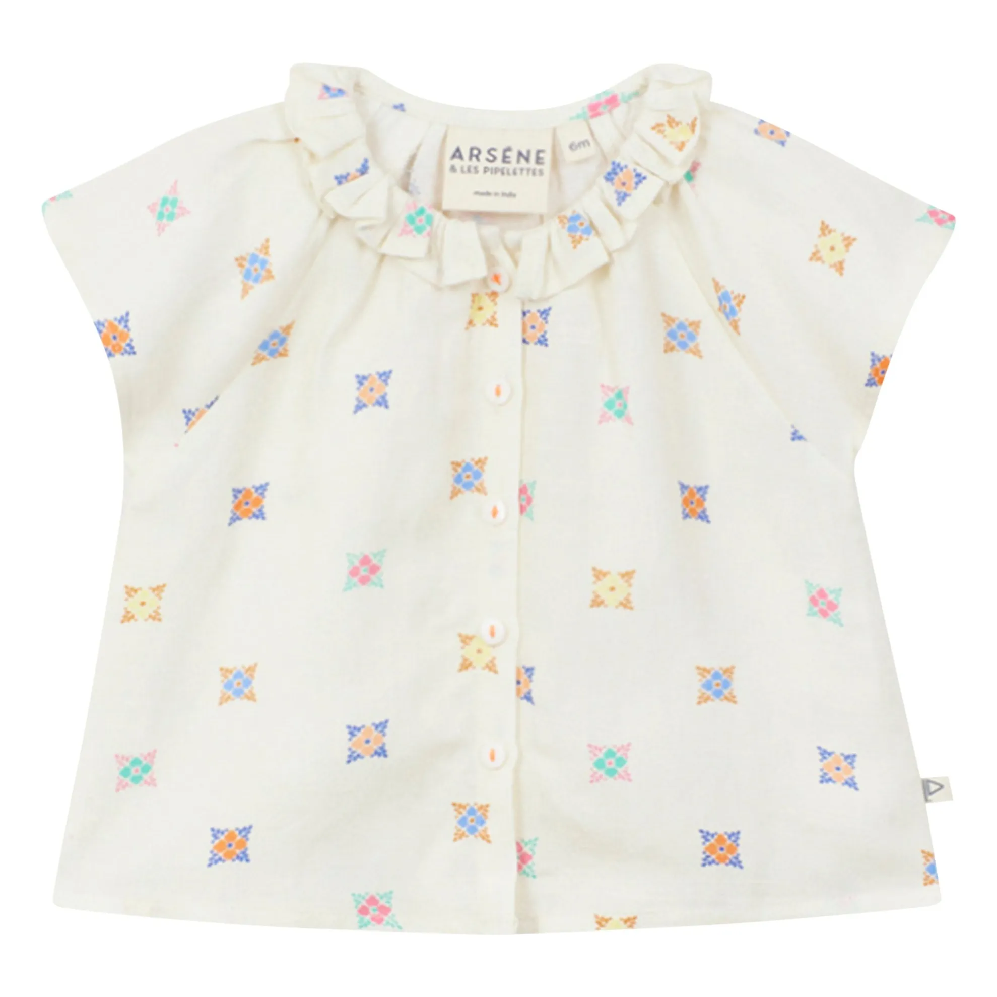 Arsène Et Les Pipelettes Ecru Linen Ruffled Blouse