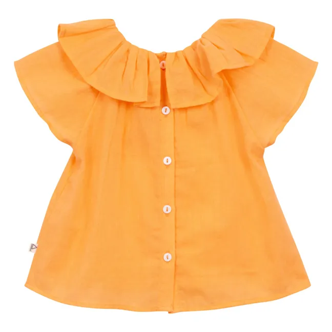 Blusa con cuello de gasa de algodón orgánico | Naranja