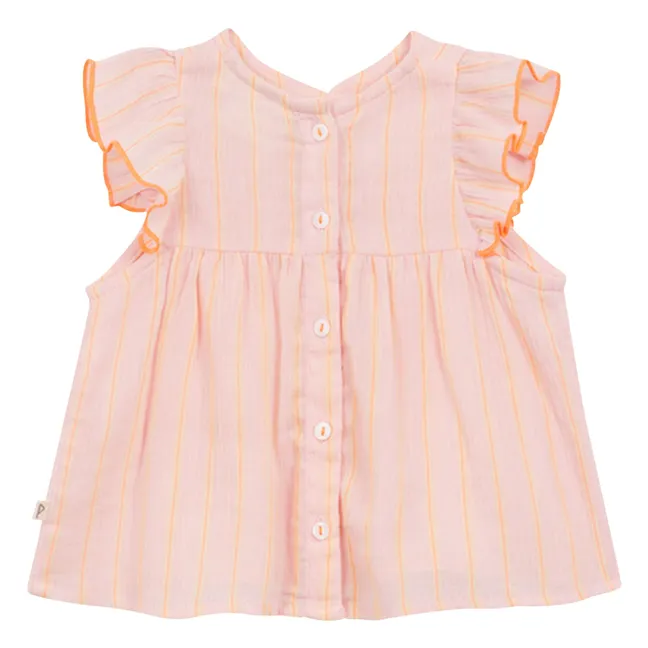 Blouse Rayée Coton Bio | Rose