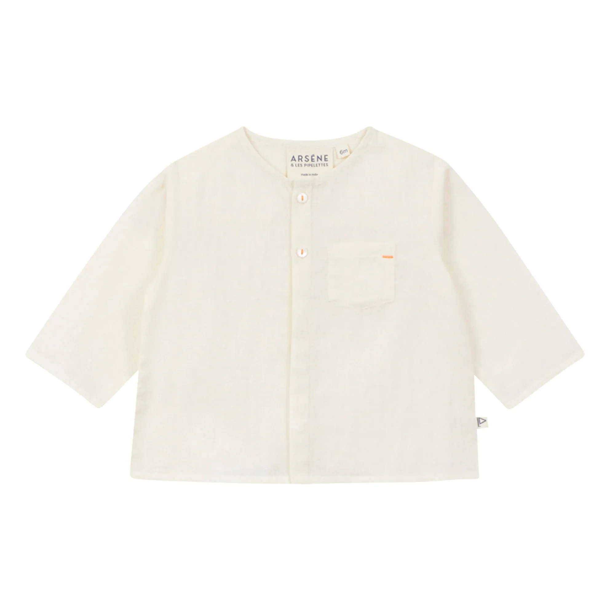 Arsène Et Les Pipelettes Ecru Organic Cotton Voile Pocket Shirt