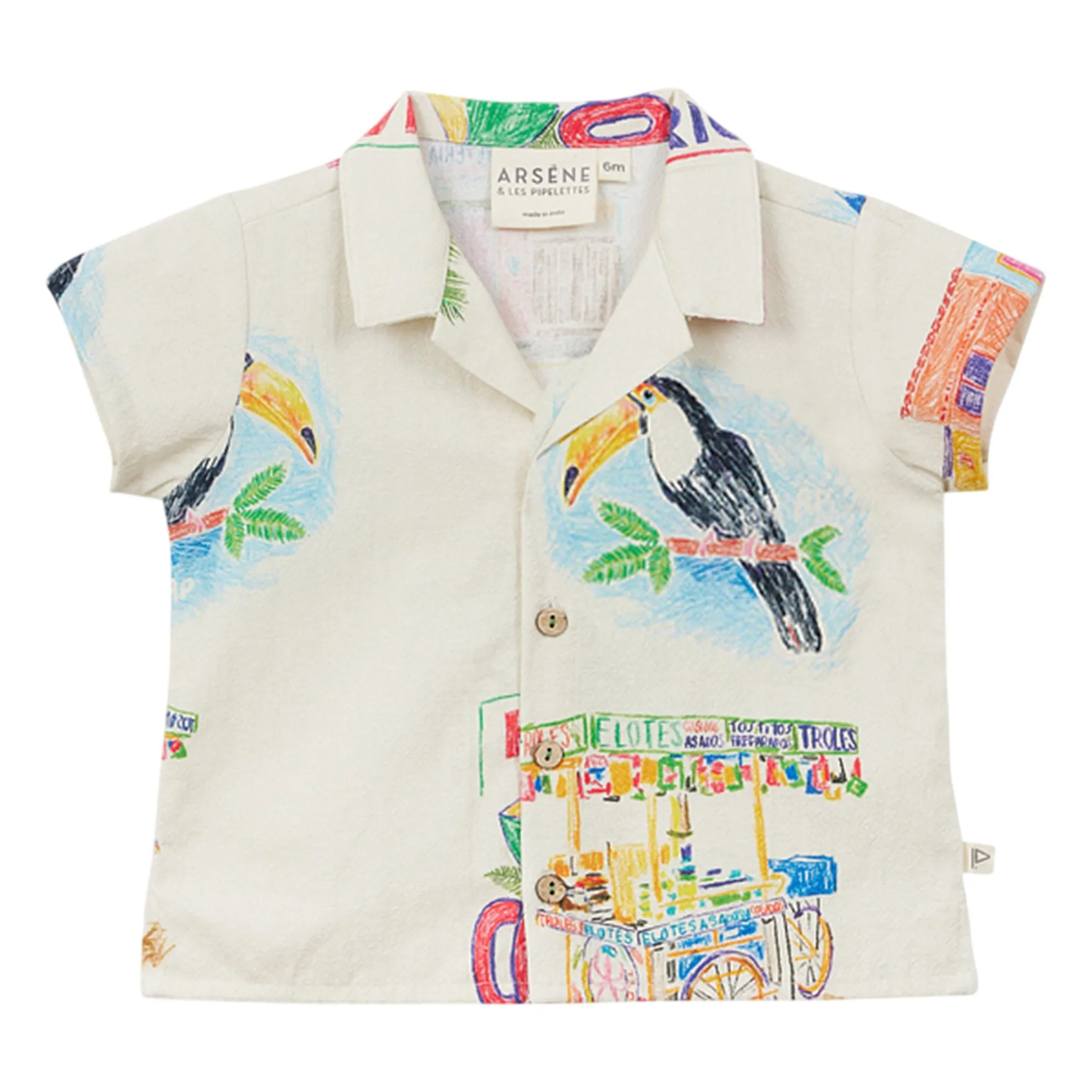 Arsène Et Les Pipelettes Ecru Toucan Twill Shirt