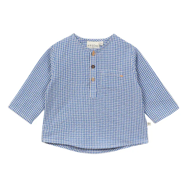 Blouse Vichy Seersucker | Bleu azur