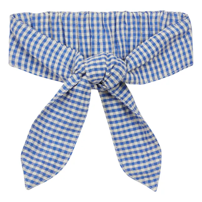 Seersucker Gingham Headband | Blue
