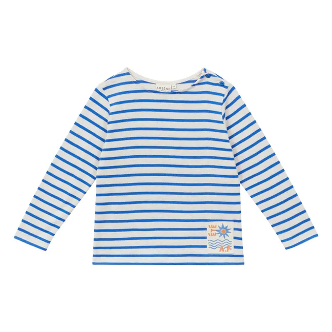 Camiseta de rayas de algodón ecológico | Azul