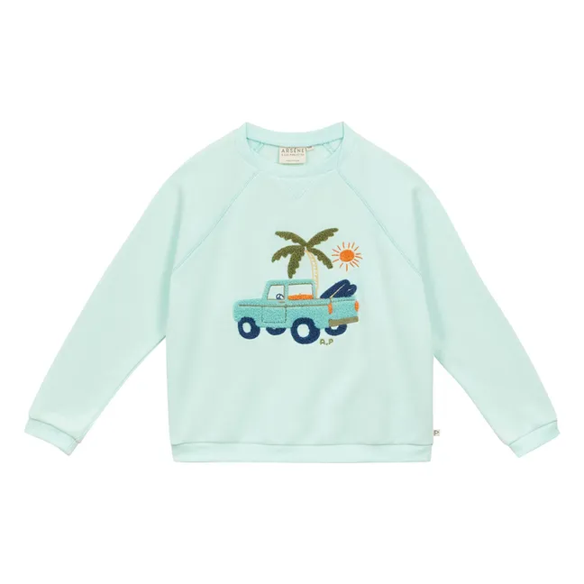 Sweatshirt Auto Bio-Baumwolle | Turquoise
