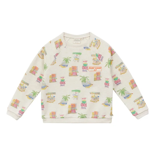 Sweat Palmiers Coton Bio | Beige chiné