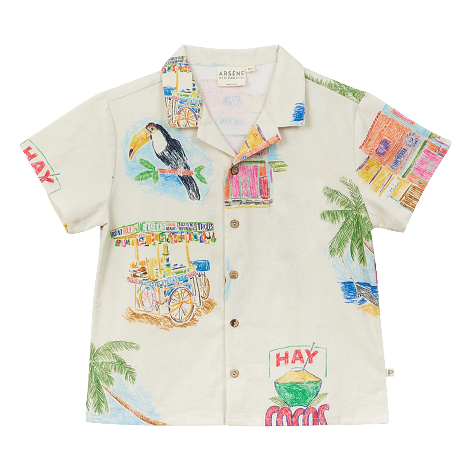 Arsène Et Les Pipelettes Ecru Palm Twill Shirt