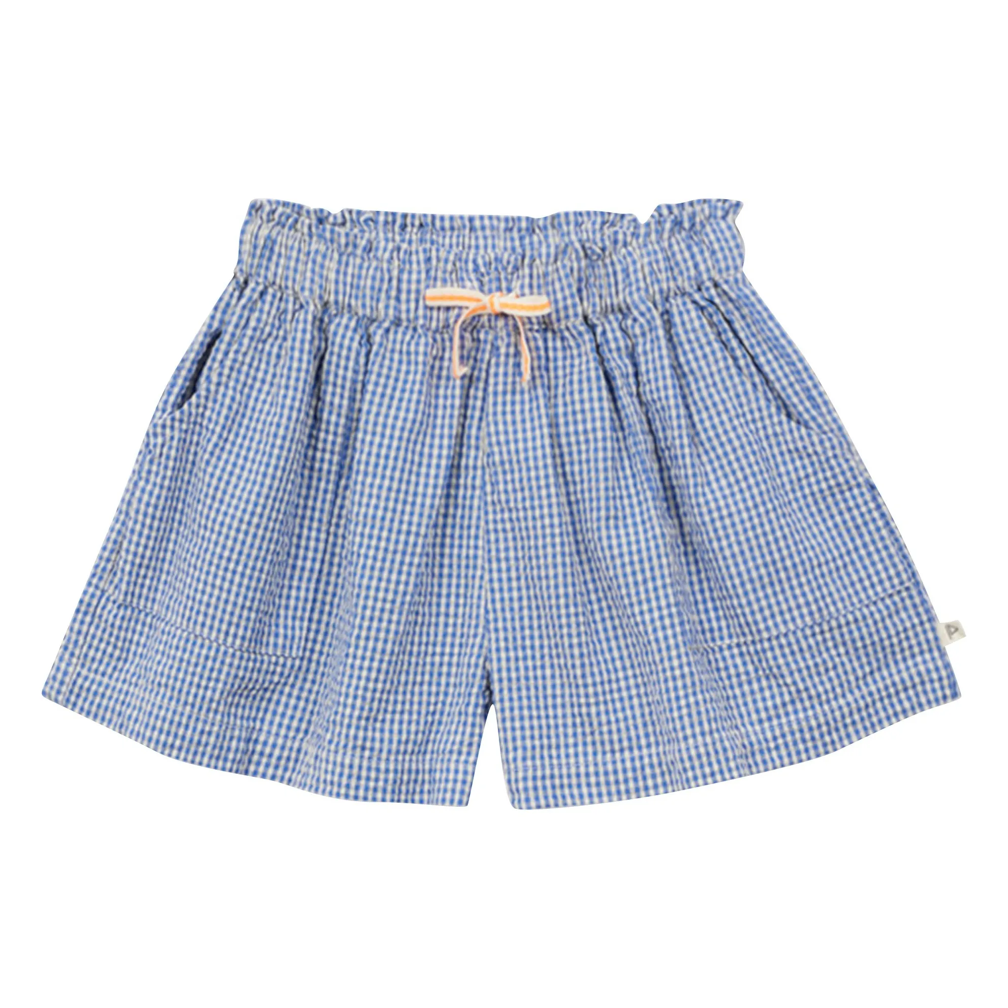 Arsène Et Les Pipelettes Azure Blue Vichy Seersucker Shorts