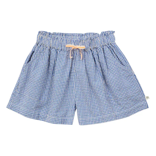 Vichy Seersucker shorts | Azure blue