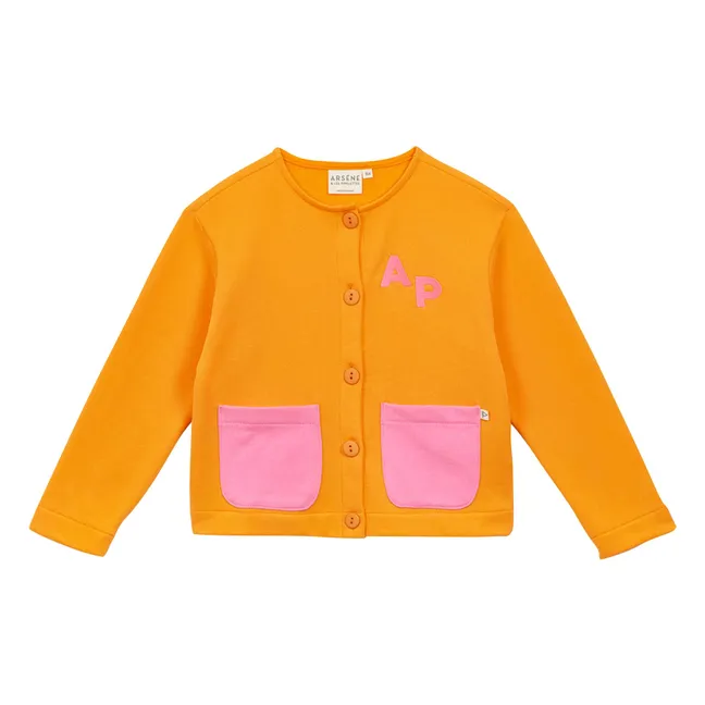 Gilet Poches Contrastées Coton Bio | Orange