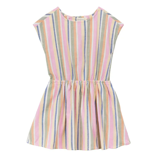 Striped Organic Cotton Voile Dress | Pink