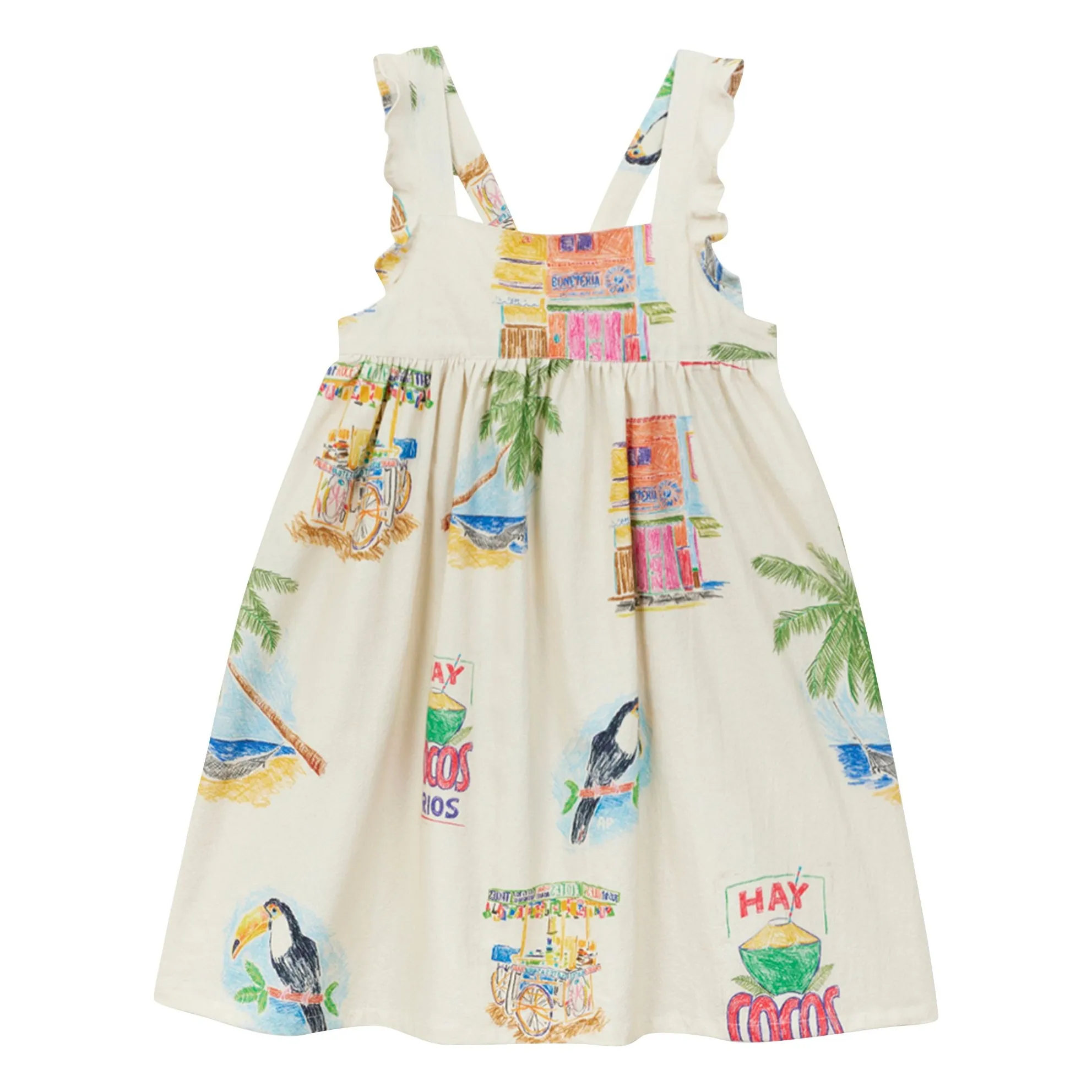 Arsène Et Les Pipelettes Ecru Twill Palm Apron Dress
