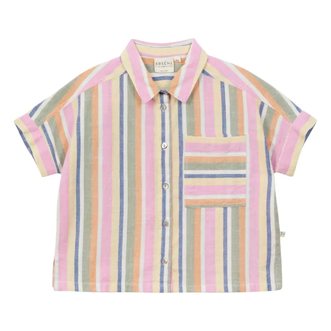 Voile Striped Shirt | Pink