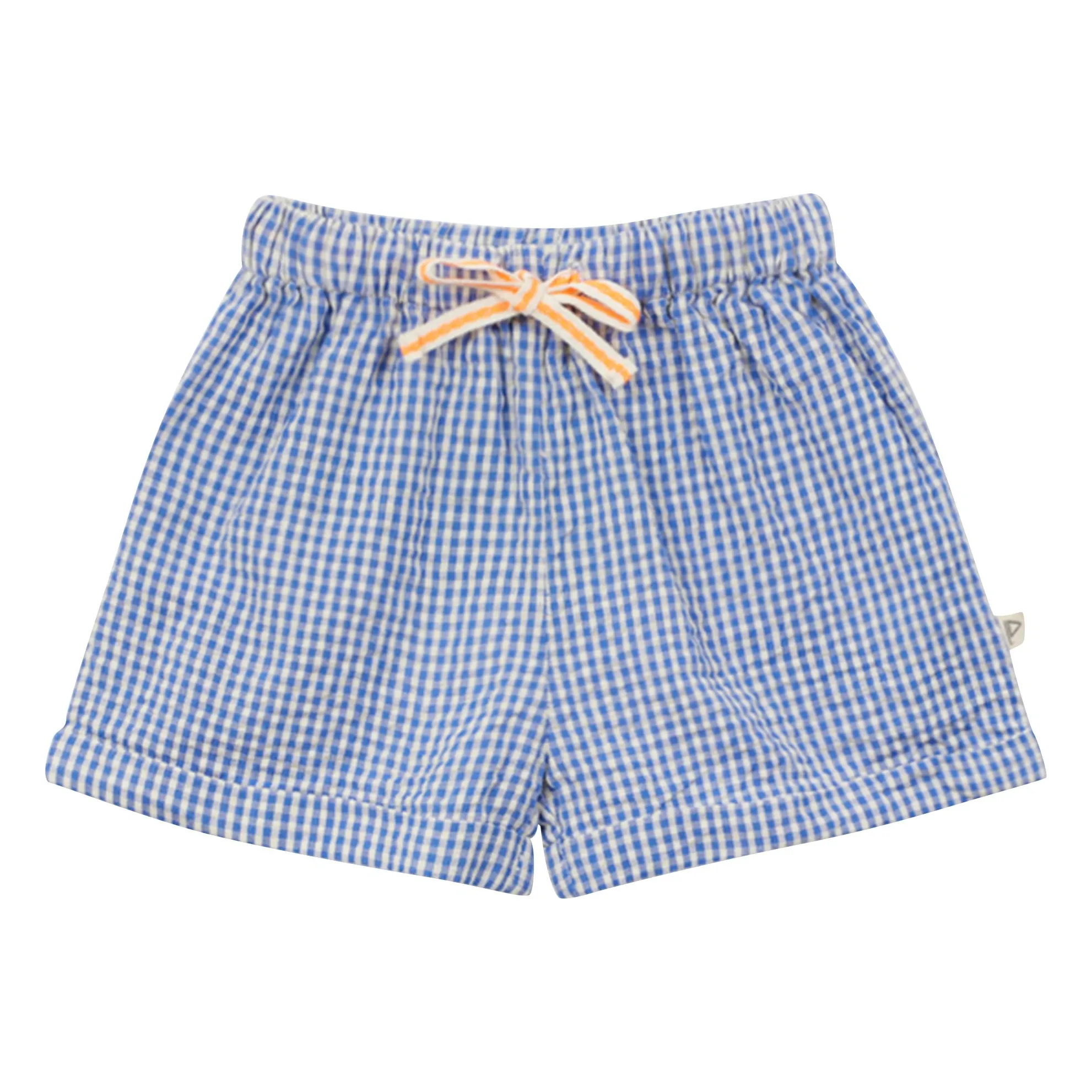 Arsène Et Les Pipelettes Azure Blue Vichy Seersucker Baby Shorts