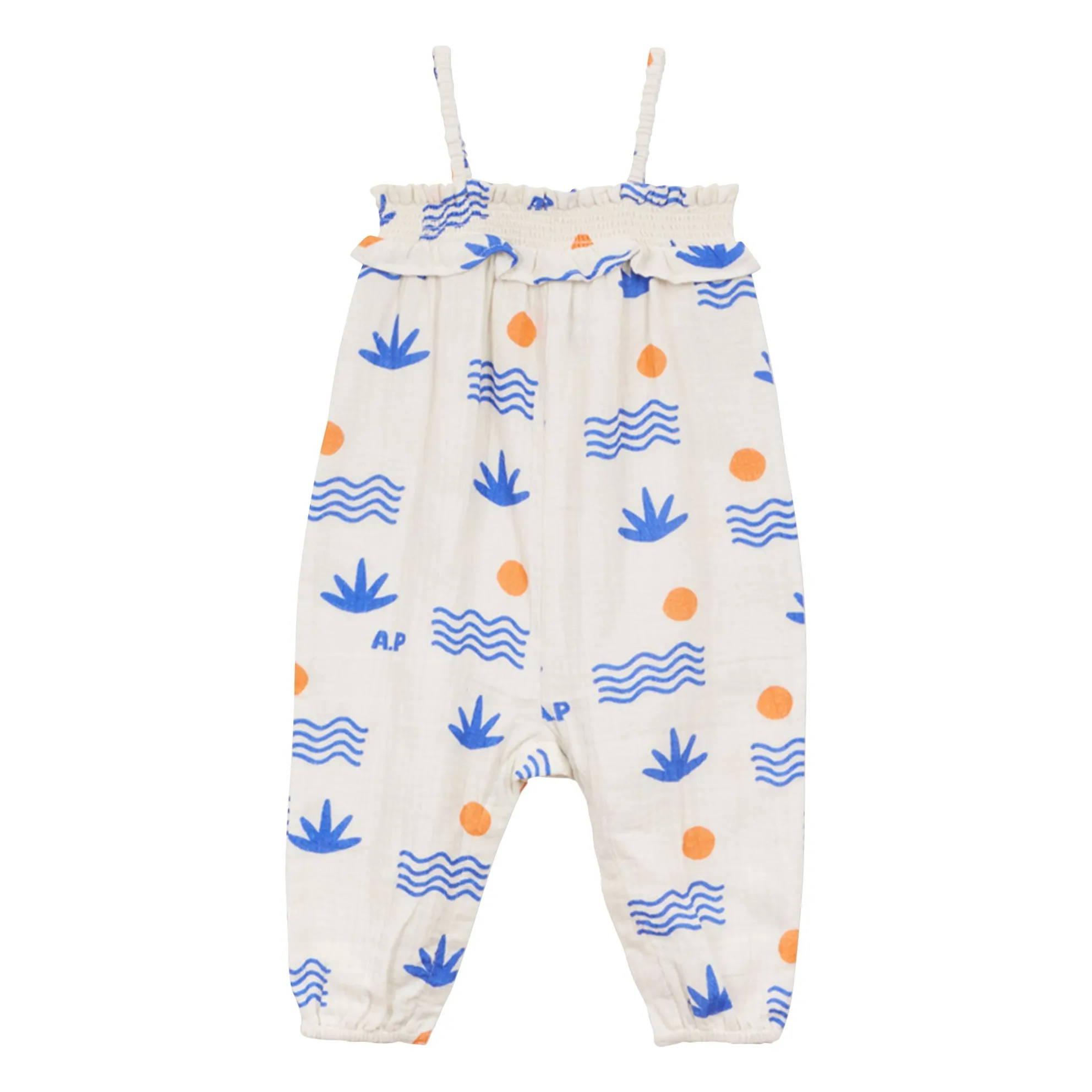Combinaison Vagues Voile Coton Bio | Ecru- Image produit n°0