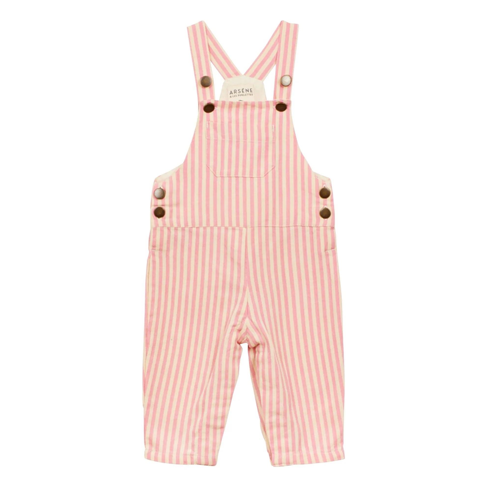 Arsène Et Les Pipelettes Pink Striped Denim Dungarees
