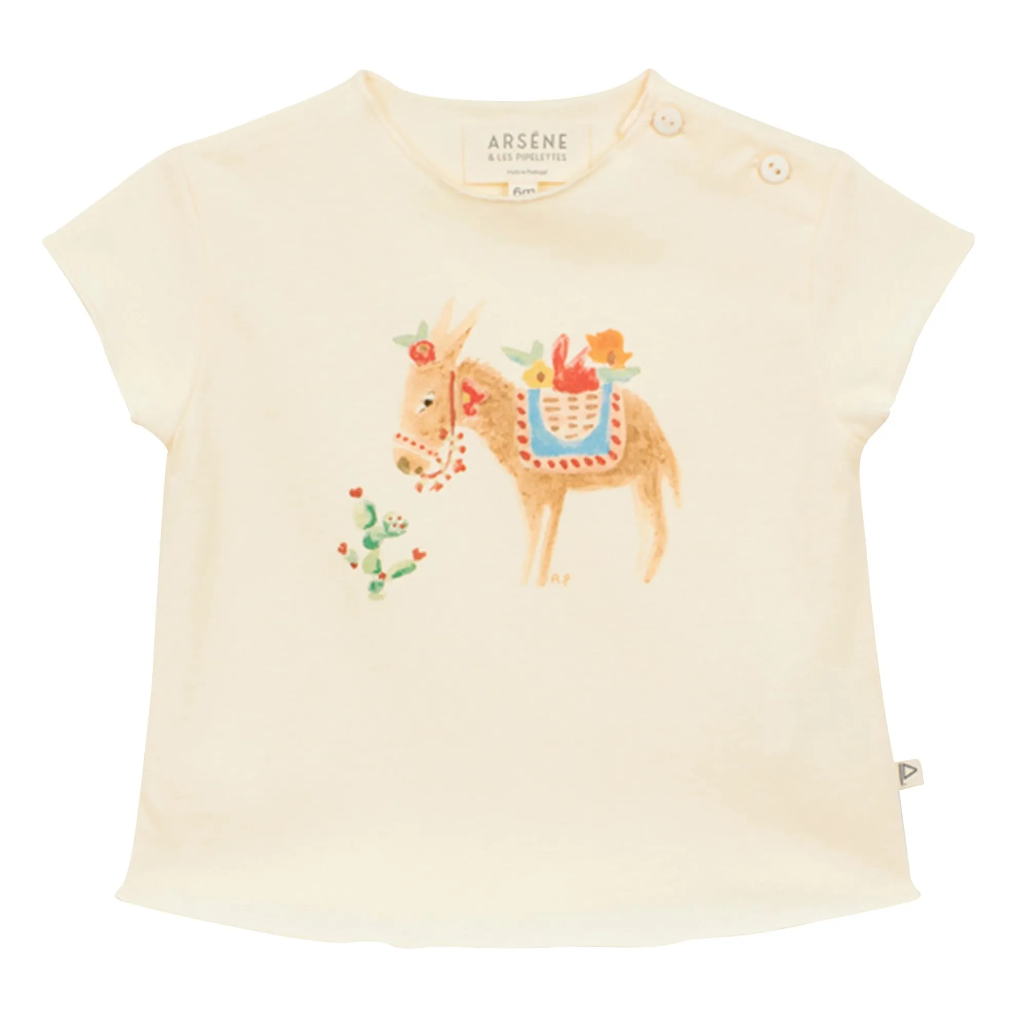T-shirt Cheval Coton Bio Bébé | Ecru- Image produit n°0