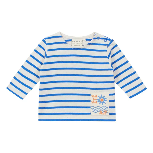 Camiseta de rayas de algodón ecológico para bebé | Azul