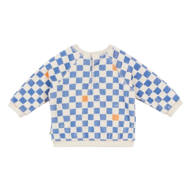 Sweat Damier Coton Bio Bébé | Bleu azur