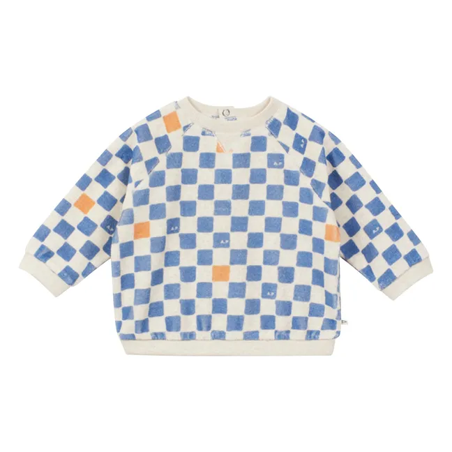 Sweat Damier Coton Bio Bébé | Bleu azur