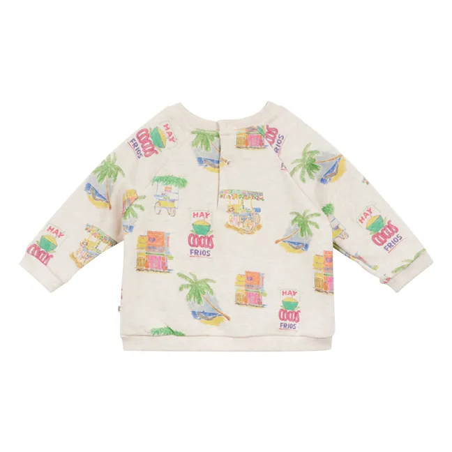 Sudadera de algodón ecológico con palmeras para bebé | Beige chiné