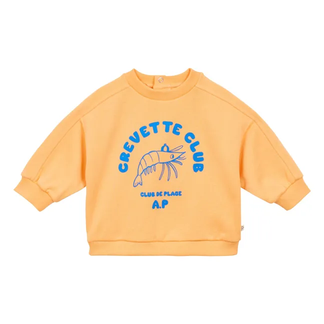 Sweat Crevette Club Coton Bio Bébé | Abricot