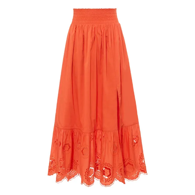 Embroidered Organic Cotton Top | Coral