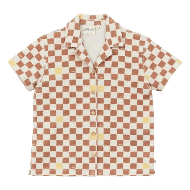 Damier organic cotton terry shirt | Brown