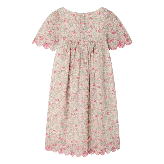 Vestido festón de algodón orgánico Lysiane Fleurie | Rosa