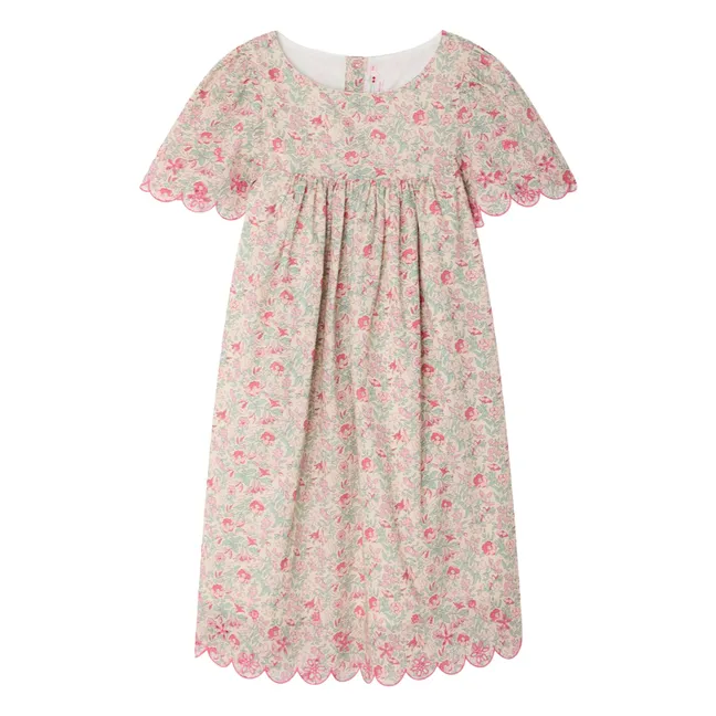Vestido festón de algodón orgánico Lysiane Fleurie | Rosa